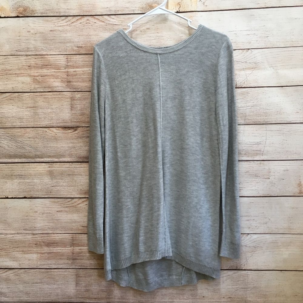 NEW WITH TAGS‎ JOAN VASS CASHMERE BLEND SWEATER IN FLINT GRAY HEATHER